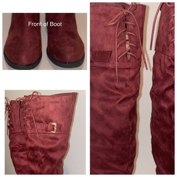 🥳🥳2xHP🥳🥳Over The Knee Vegan Brown Soft Suede Boots Women's 7.6 - Picture 7 of 11